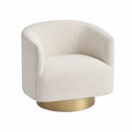 Bouclé Sessel mit goldenem Metall Sockel Beige
