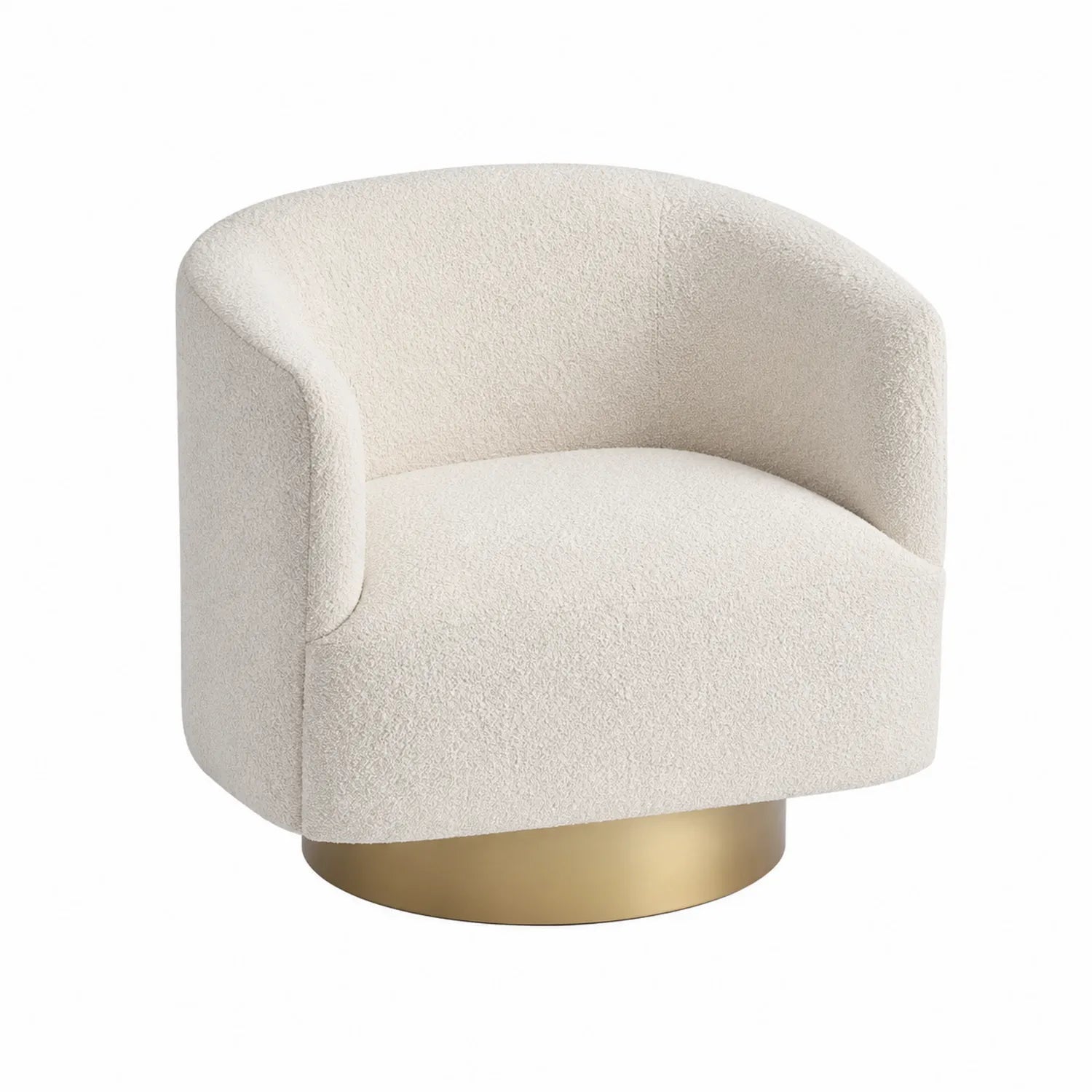 Bouclé Sessel mit goldenem Metall Sockel Beige