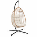 Rattan Hängesessel Beige mit Stahlrahmen