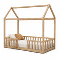 Kinderhausbett aus Eichenholz mit Schutzgitter 200x90 cm