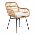 Synthetischer Rattan Stuhl mit Stahlgestell, Beige