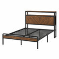 Metallbettgestell mit Holzoptik Schwarz Braun 200x140cm
