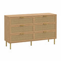 Kommode Holz Eichegeflecht 6 Schubladen 120x40x80cm