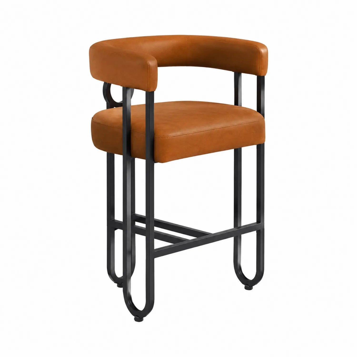 Barhocker Leder Braun mit Metallrahmen