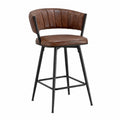 Barhocker aus PU-Leder mit Metallrahmen, Braun