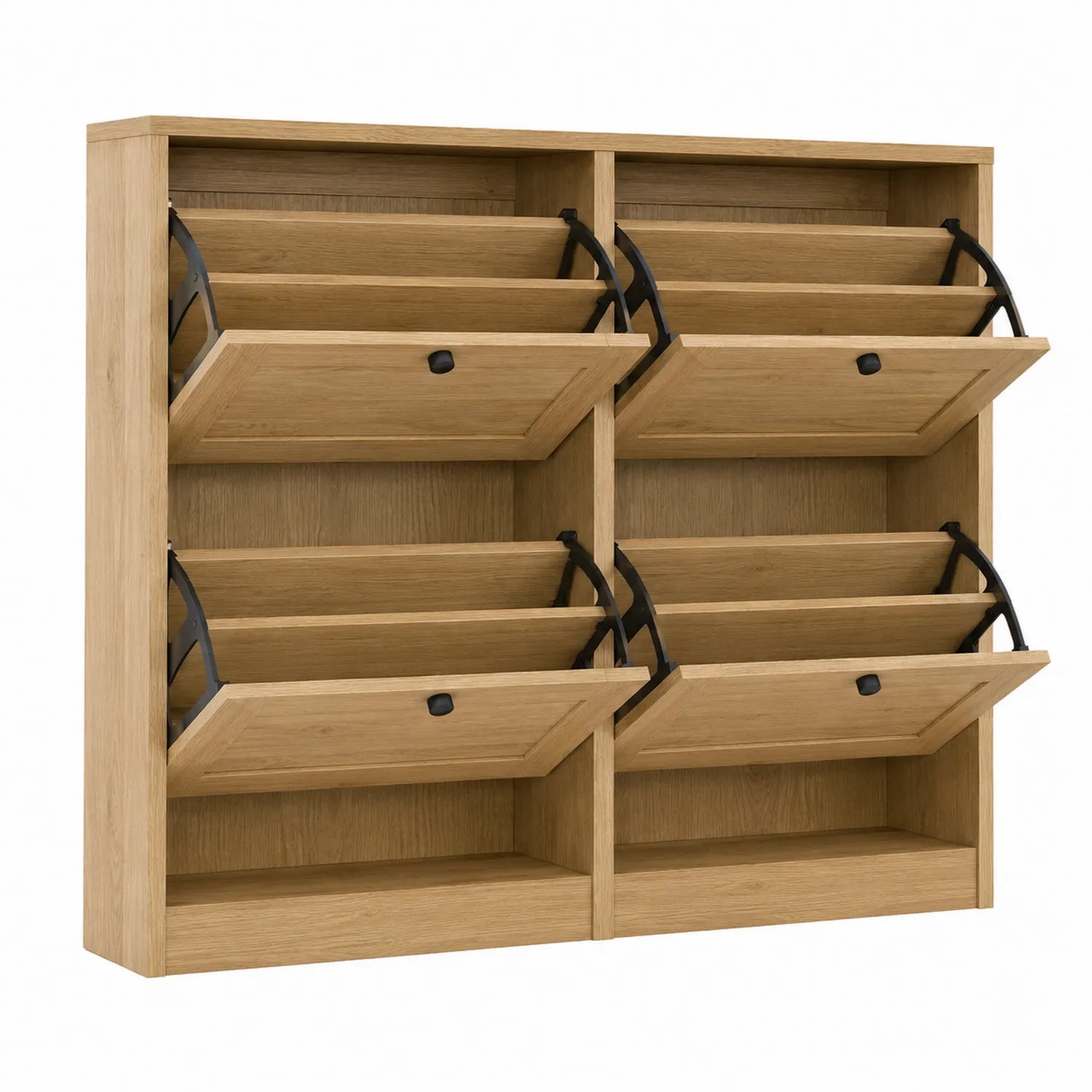 Holz Schuhregal Eiche mit Metallhalterungen