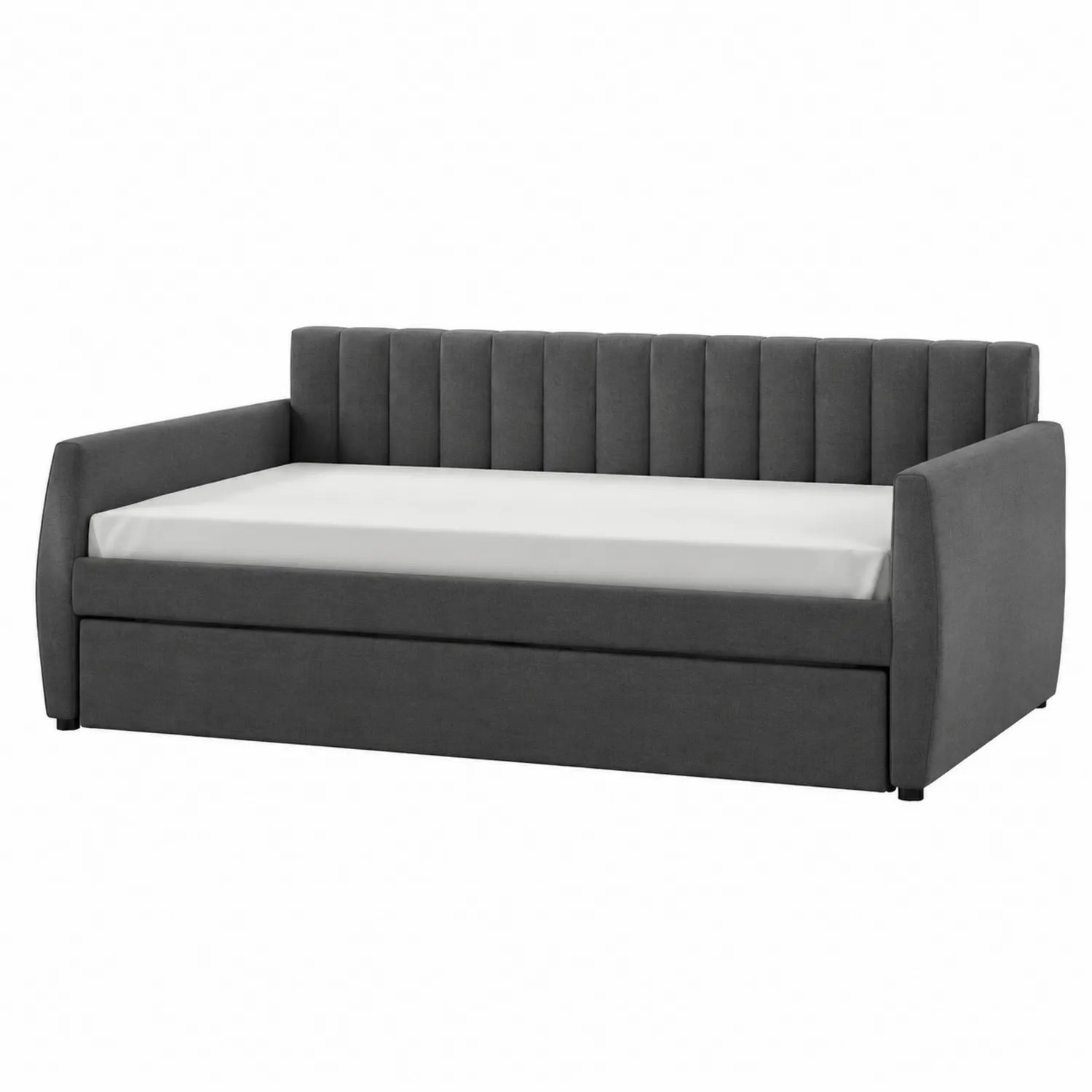 Tagesbett aus Stoff mit Ausziehfunktion Grau 200x90 cm