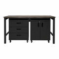 Stahlwerkbank mit Schubladen und Schrank, Schwarz