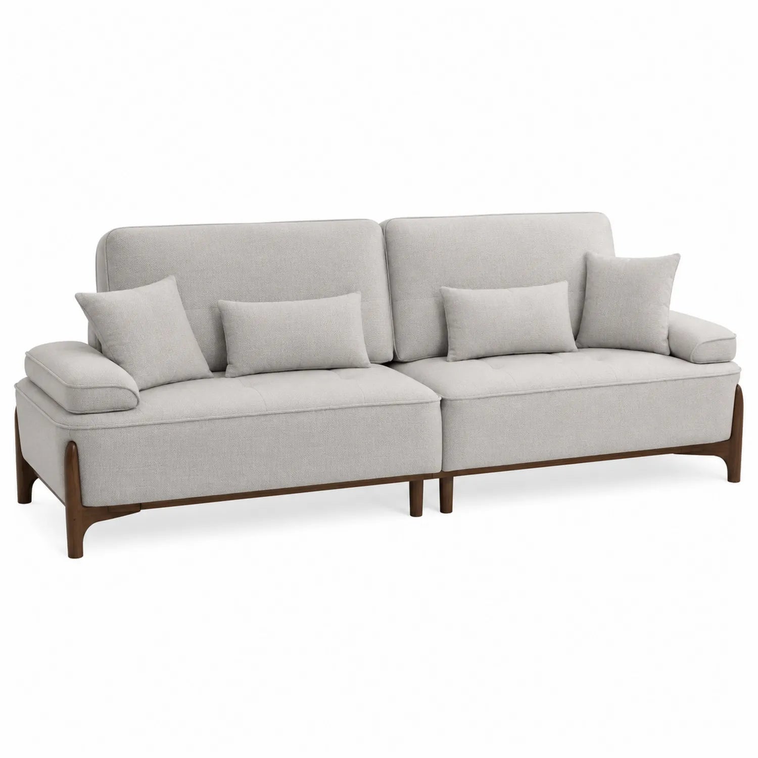 Sofa aus Stoff Hellgrau mit Massivholzrahmen