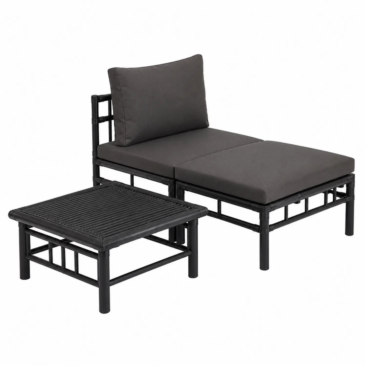 Garten Ecksofa Set aus Metall und Polyester Dunkelgrau