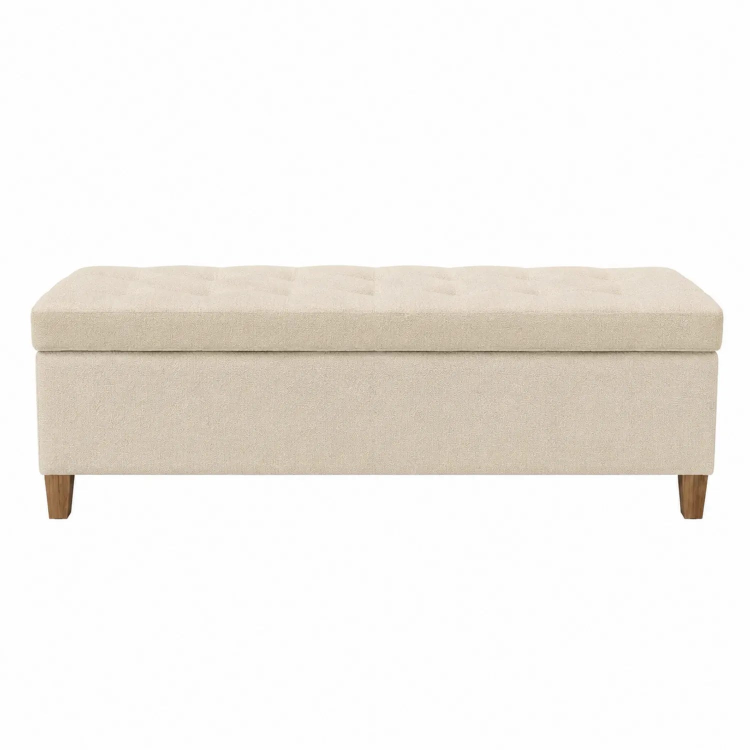 Holz Stoffhocker Leinen Beige 120cm x 40cm x 45cm