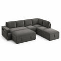 Ecksofa Cordstoff Dunkelgrau 5-Sitzer L-Form