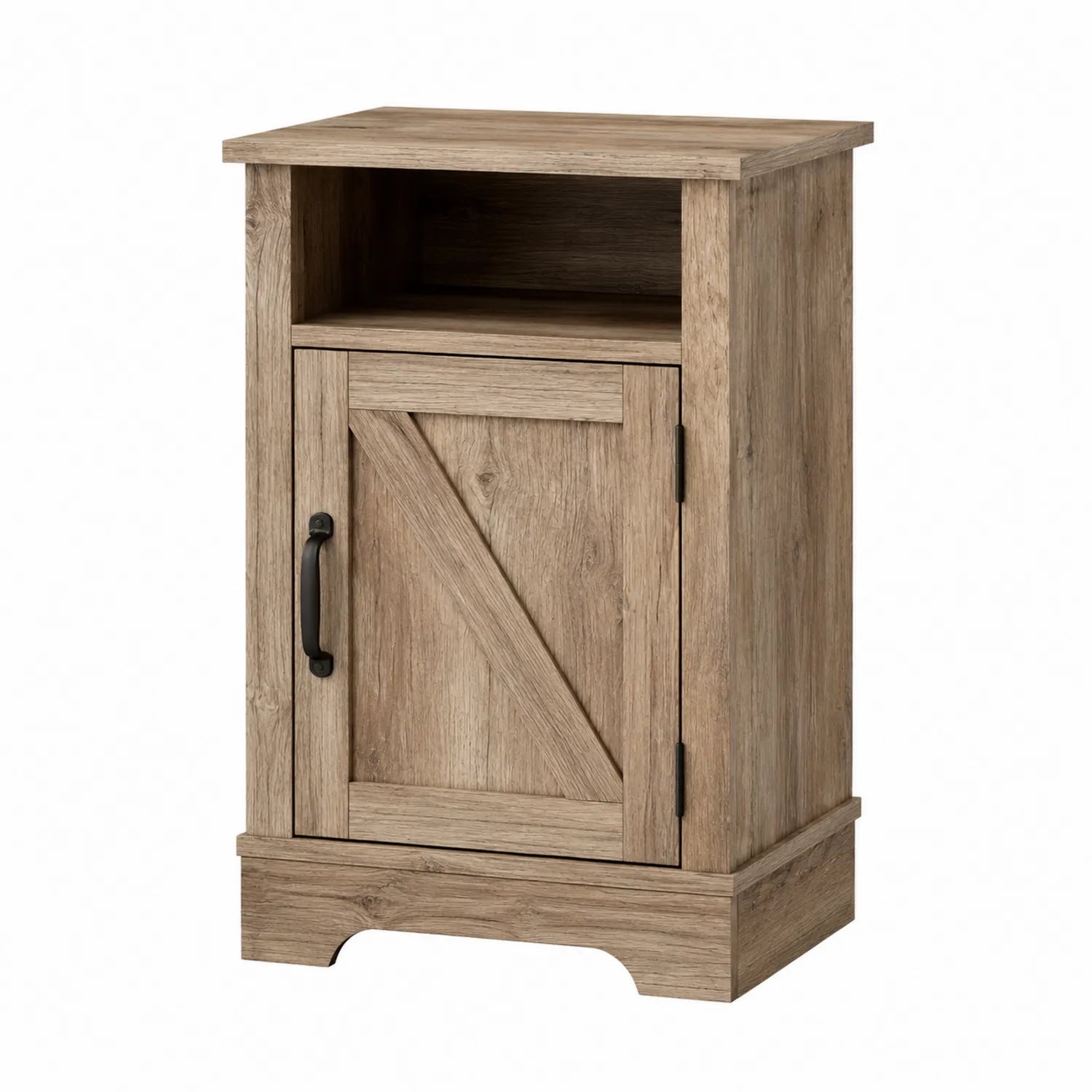 MDF-Nachttisch mit Tür und Regal Beige 60x40x30cm