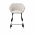 Barhocker Metallgestell Beige Leinen