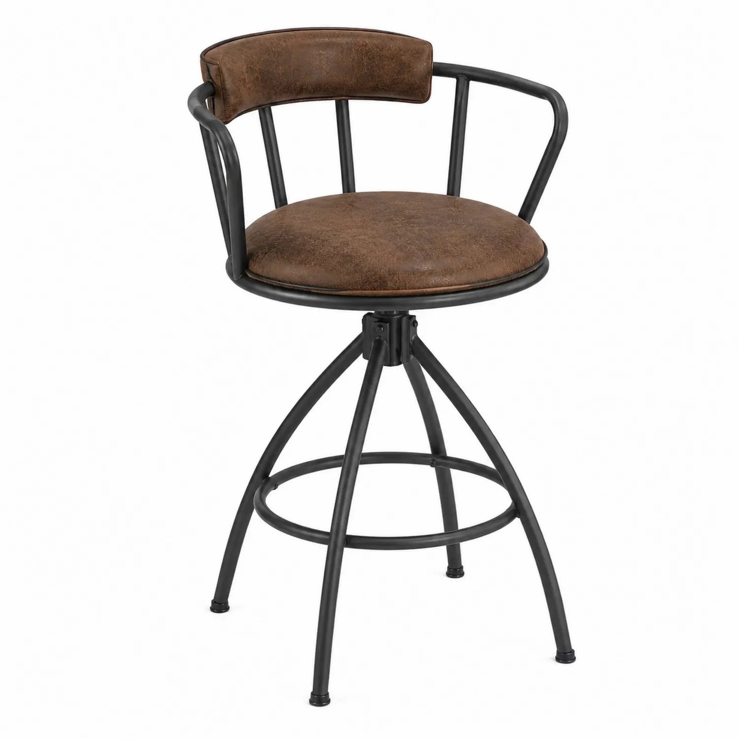Barhocker mit Rückenlehne Stahlrahmen Braun