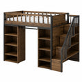 Hochbett aus Kiefernholz mit Metall und Treppe, 90x200 cm