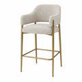 Barhocker mit Armlehnen Stoff Beige Metallrahmen