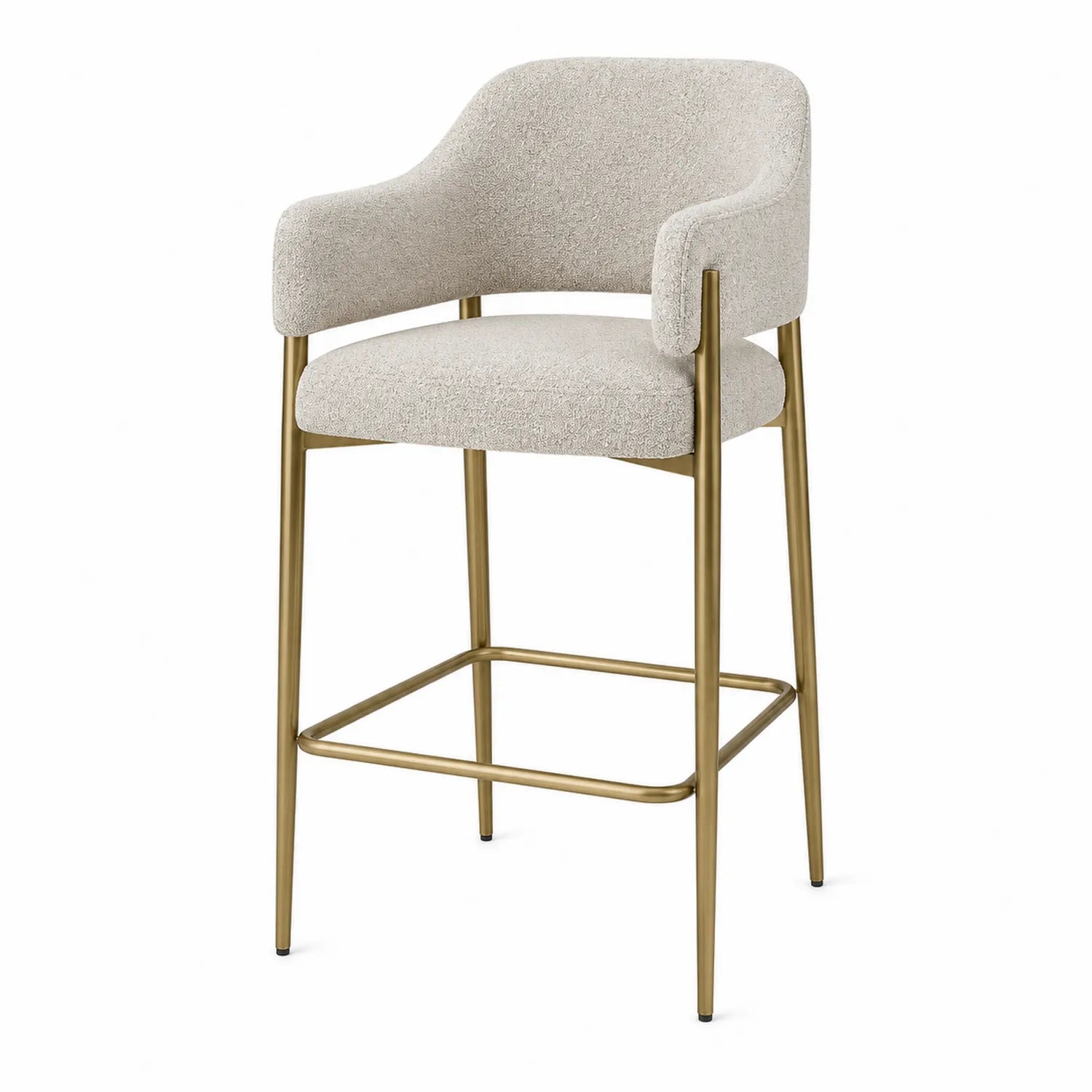 Barhocker mit Armlehnen Stoff Beige Metallrahmen