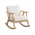 Holz-Schaukelstuhl mit Polyesterbezug Beige