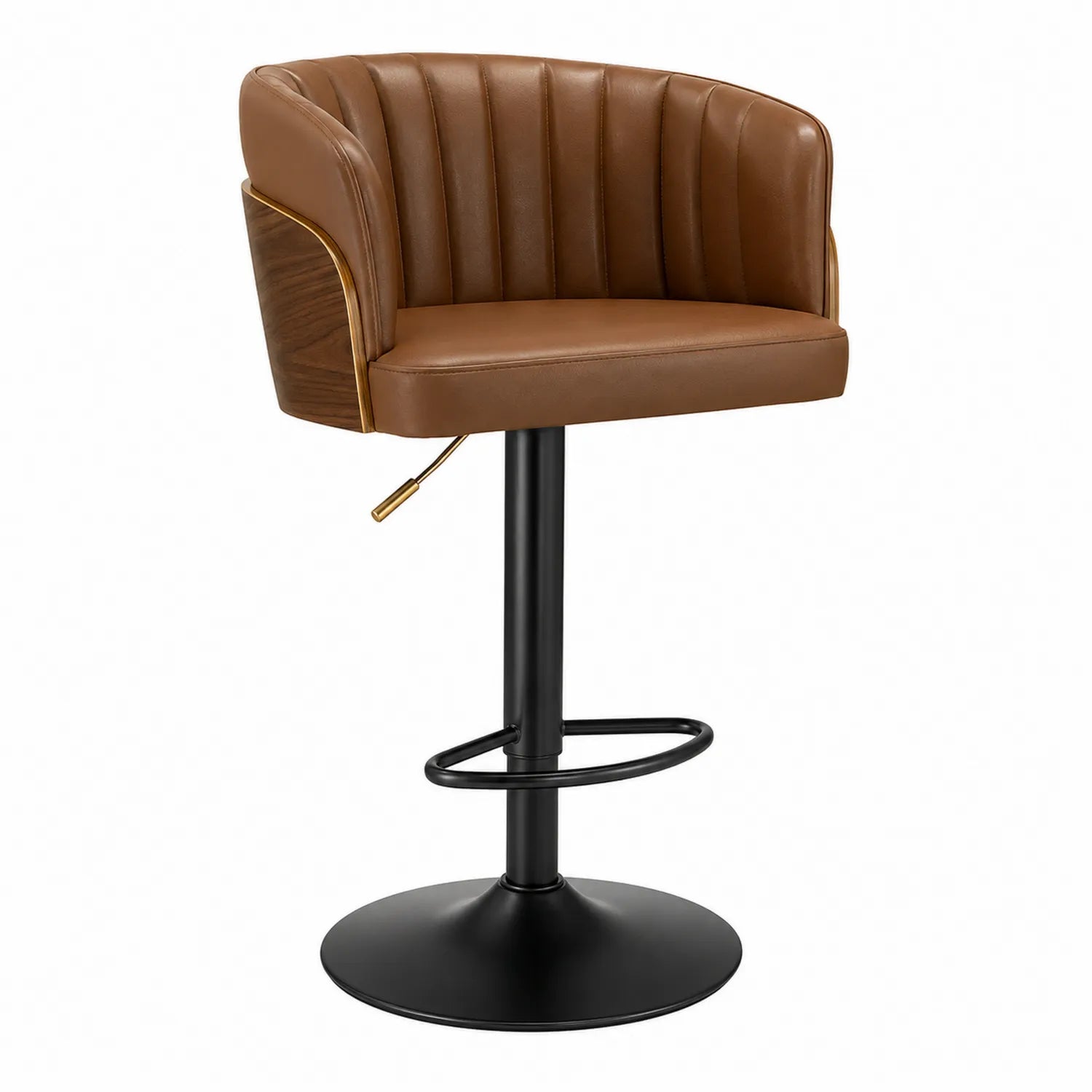 Barhocker aus Leder Braun Höhenverstellbar und Drehbar