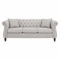 Chesterfield 3-Sitzer Sofa Polyester Hellgrau