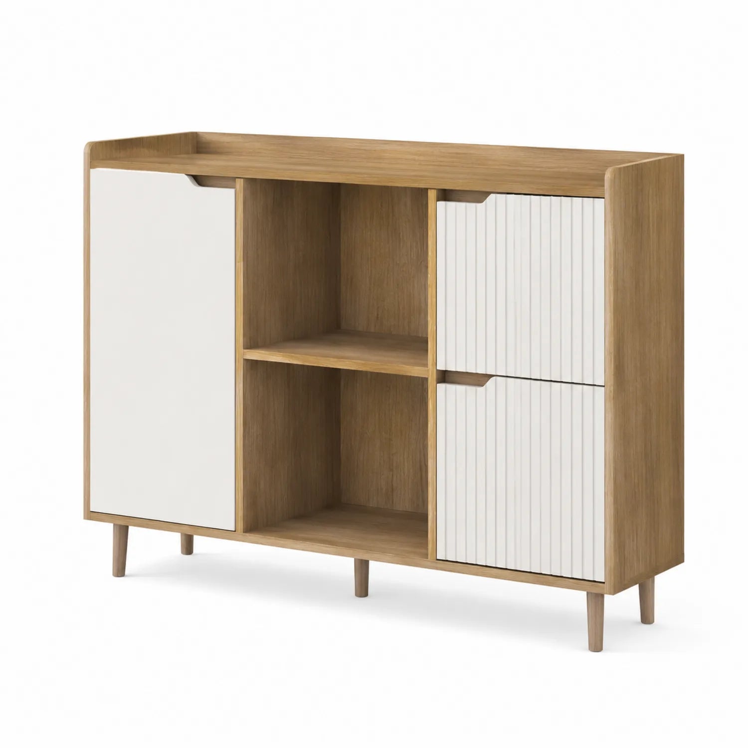 Sideboard aus MDF mit Eichenfurnier Weiß 100x40x80 cm