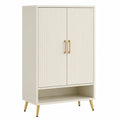 Schuhschrank mit Lamellentüren MDF Weiß 120x80x40cm