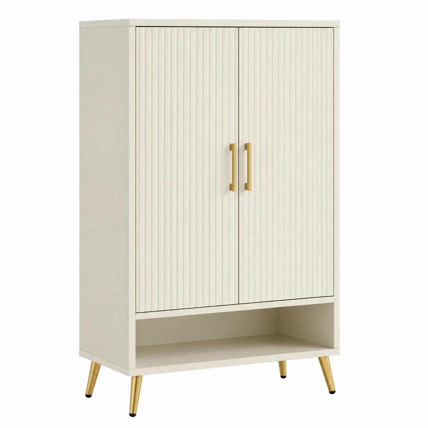Schuhschrank mit Lamellentüren MDF Weiß 120x80x40cm