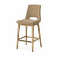 Barhocker aus Teakholz mit Rattansitz 110cm Beige