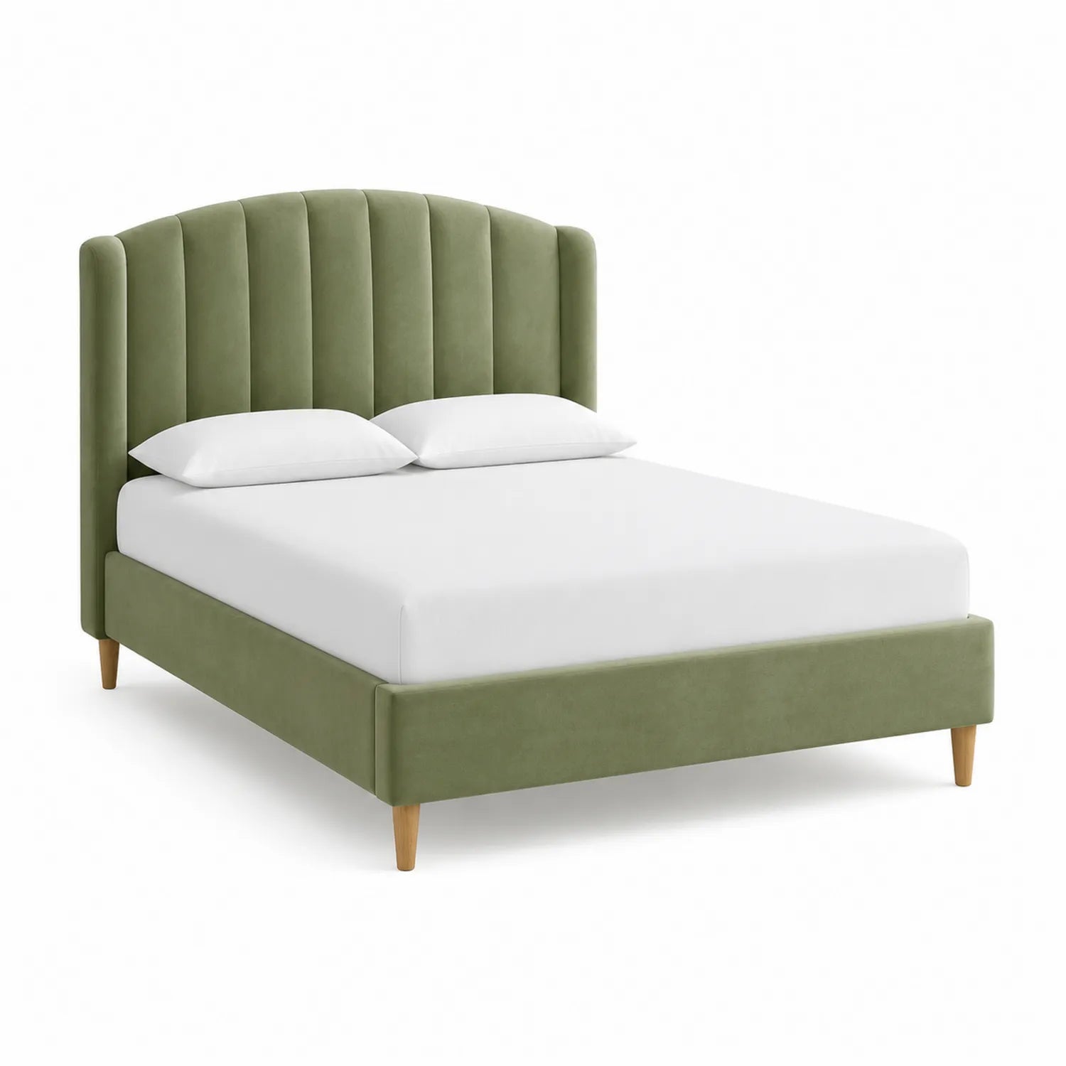 Velvet Doppelbett mit Polsterkopfteil Grün 200x160 cm