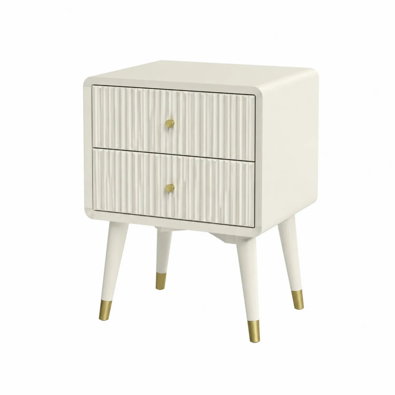 Nachttisch mit 2 Schubladen MDF Weiß und Gold