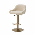 Höhenverstellbarer Barhocker aus Metall und Polyester Beige
