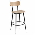 Barhocker Sperrholz Sitz Metallrahmen Schwarz Natur 65 cm