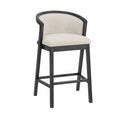 Barhocker mit Holzrahmen und Leinenbezug Beige/Schwarz