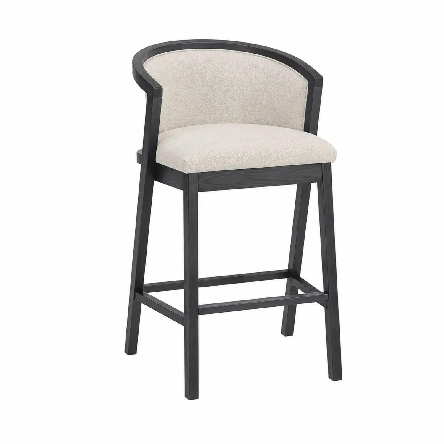 Barhocker mit Holzrahmen und Leinenbezug Beige/Schwarz