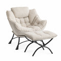 Sessel und Hocker Set Stoff Metall Beige