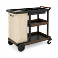 Metall Rollwagen mit Ablagefächern und Wäschesack Schwarz 95x40x80 cm
