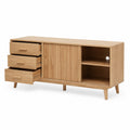Eichenholz TV-Schrank mit Schubladen und Schiebetür 120x35x60 cm