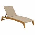 Liegestuhl aus Teakholz und Synthetikfaser, Beige, 200 cm