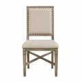 Esszimmerstuhl Massivholz Leinen Beige