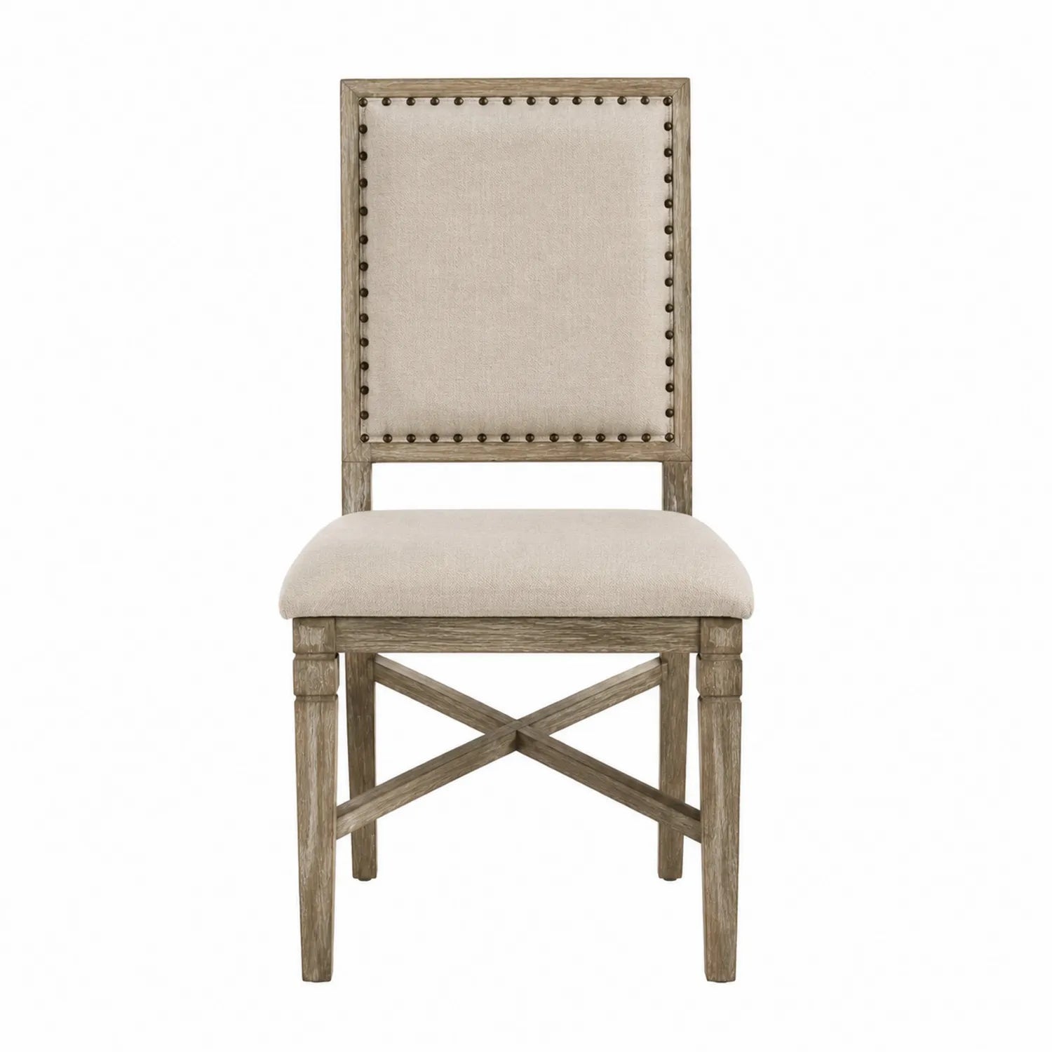 Esszimmerstuhl Massivholz Leinen Beige