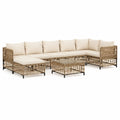 Ecksofa-Set aus Polyrattan Beige mit Tisch, L-Form 275x210cm