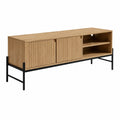 TV-Schrank MDF Eichefurnier Schwarz Metall 150x40x55cm
