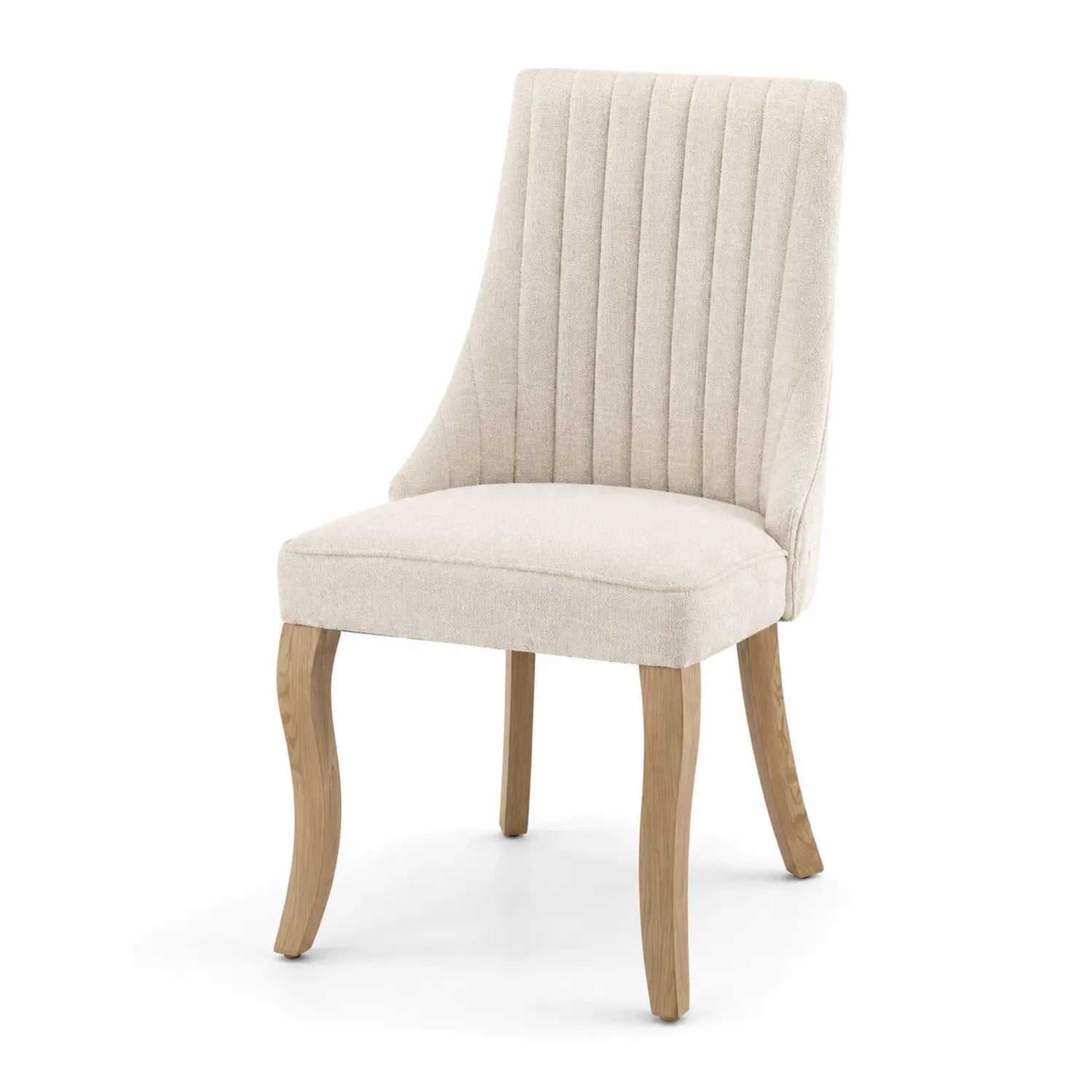 Esszimmerstuhl Textil Beige mit Eiche Beinen