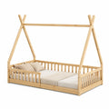 Holz Kinderbett mit Baldachin Natur 208x98x146 cm
