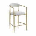 Metall Barhocker mit Stoffpolsterung Gold Beige 106cm