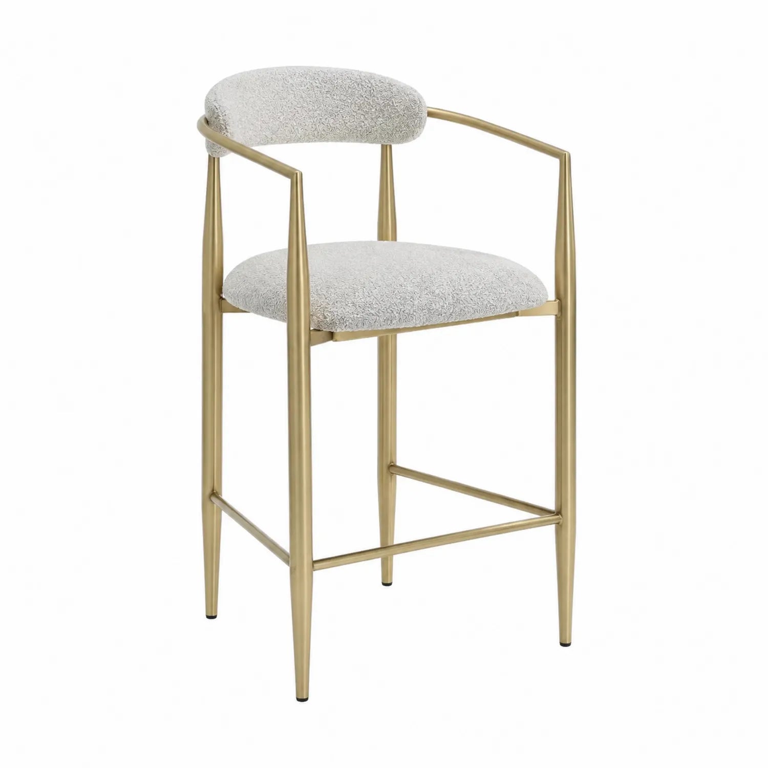 Metall Barhocker mit Stoffpolsterung Gold Beige 106cm