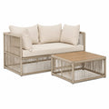 Outdoor-Ecksofa-Set aus Seil und Aluminium mit Kissen in Beige