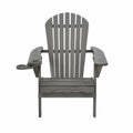 Adirondack Klappstuhl aus Akazienholz in Grau mit Getränkehalter, 90 cm Höhe
