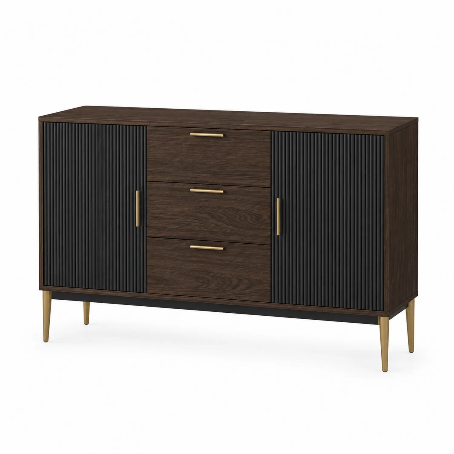 Sideboard Eichenholzfurnier Dunkelbraun Schwarz 120cm